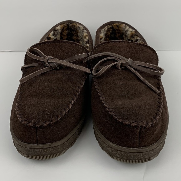 MUK LUKS mens brown cow suede slippers size 11 - Picture 2 of 12